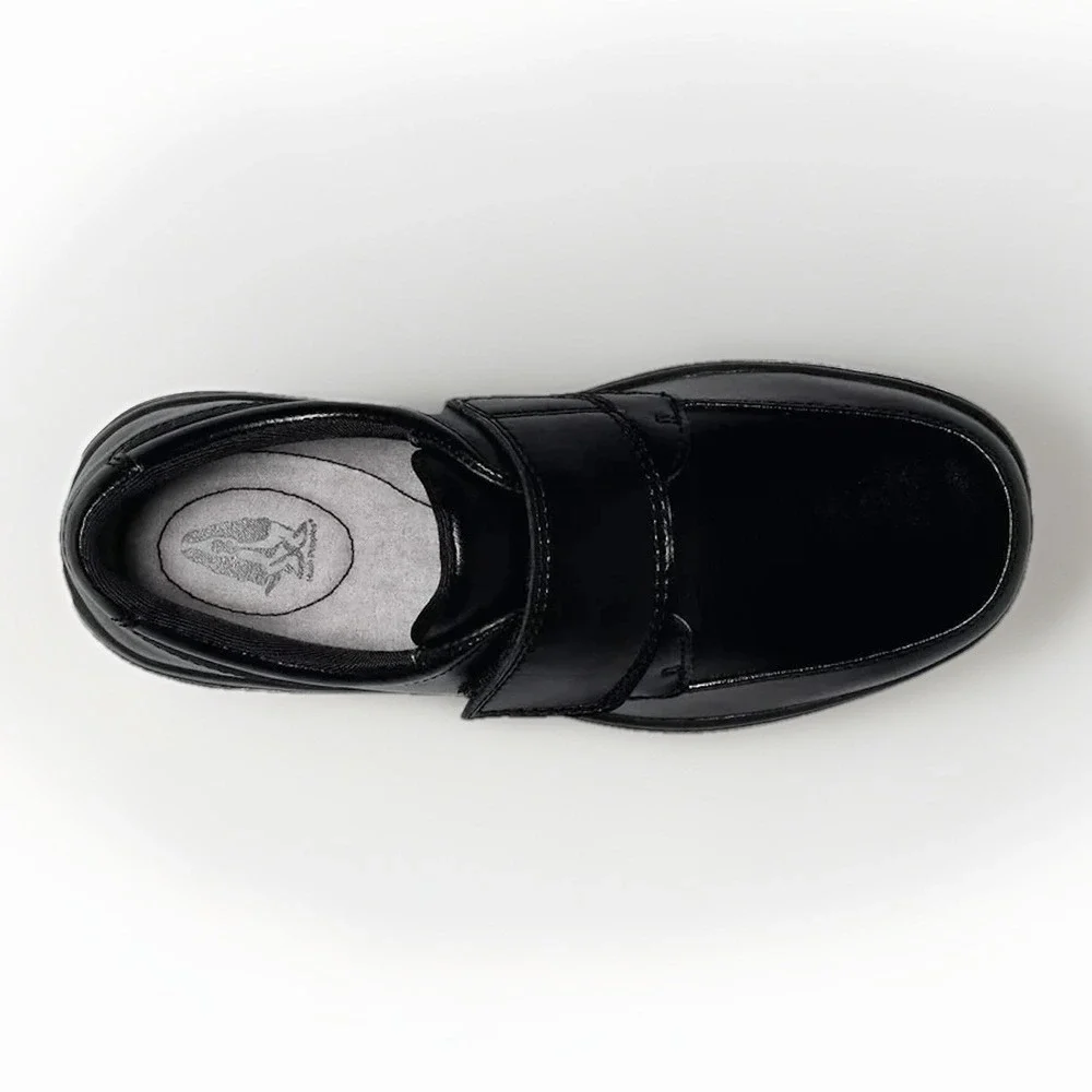 Hush Puppies HP853916 Boy's Size 2 M Leather Gavin School Slip On Shoes Black